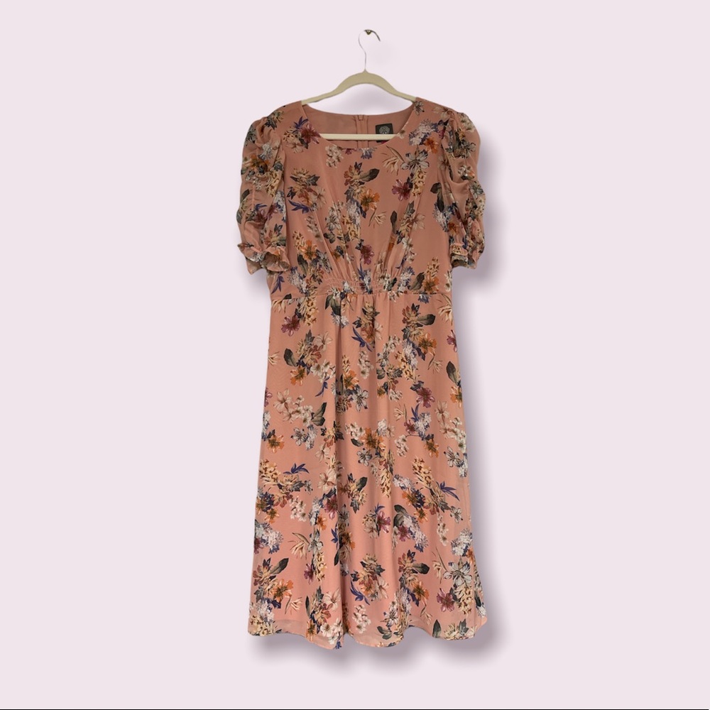 Vince Camuto Peach Floral Short Sleeve Dress Size 16